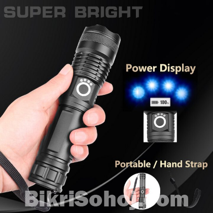 Rechargeable Zoom LED Flashlight USB Torch Light